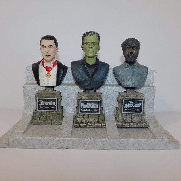 2004 Legacy Collection Frankenstein Dracula Wolf Man Busts Sideshow Collectibles - Picture 2 of 11